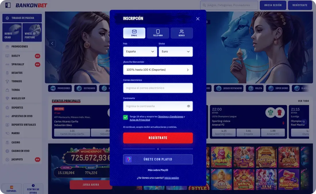 registro en el casino bankonbet